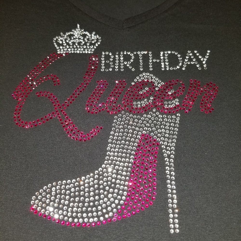 Custom Birthday Queen Bling T-Shirt